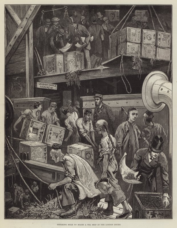 Bulkbrydning om bord på et te-skib i Londons havne af William Bazett Murray