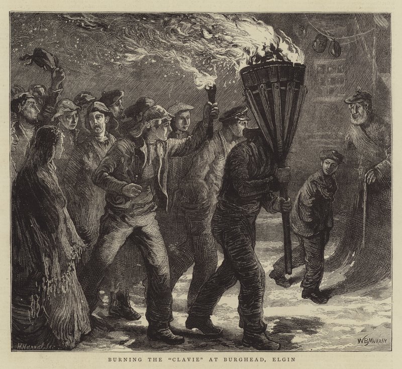 Afbrænding af Clavie ved Burghead, Elgin af William Bazett Murray