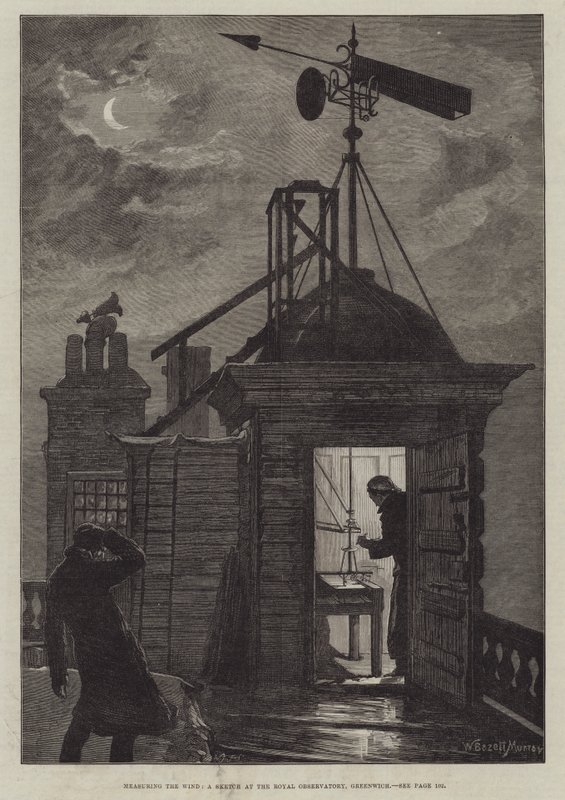 Measuring the Wind, en skitse ved Royal Observatory, Greenwich af William Bazett Murray
