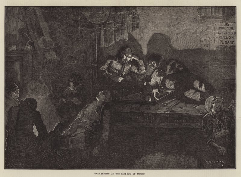 Opium-rygning i East End i London af William Bazett Murray