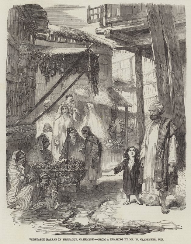 Grøntsagsbasar i Sirinagur, Cashmere af William Carpenter