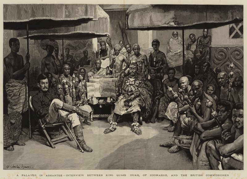 A Palaver in Ashantee, interview mellem kong Quaco Duah, af Coomassie, og den britiske kommissær af William Christian Symons
