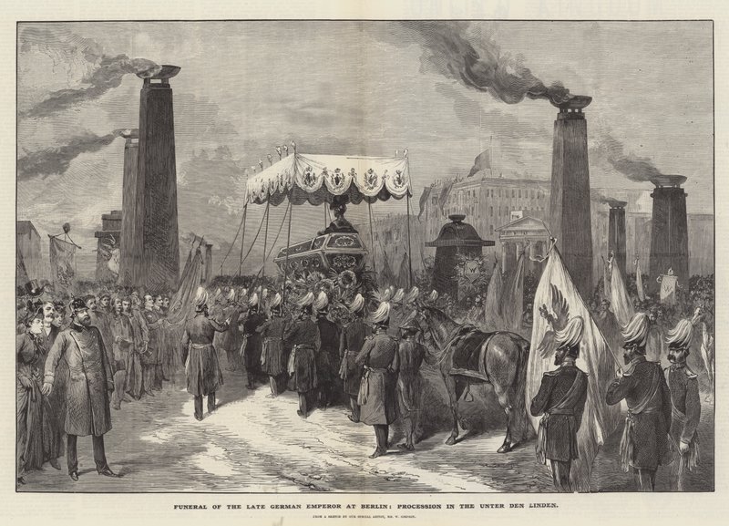 Begravelse af den afdøde tyske kejser i Berlin, procession i Unter den Linden af William Crimea Simpson
