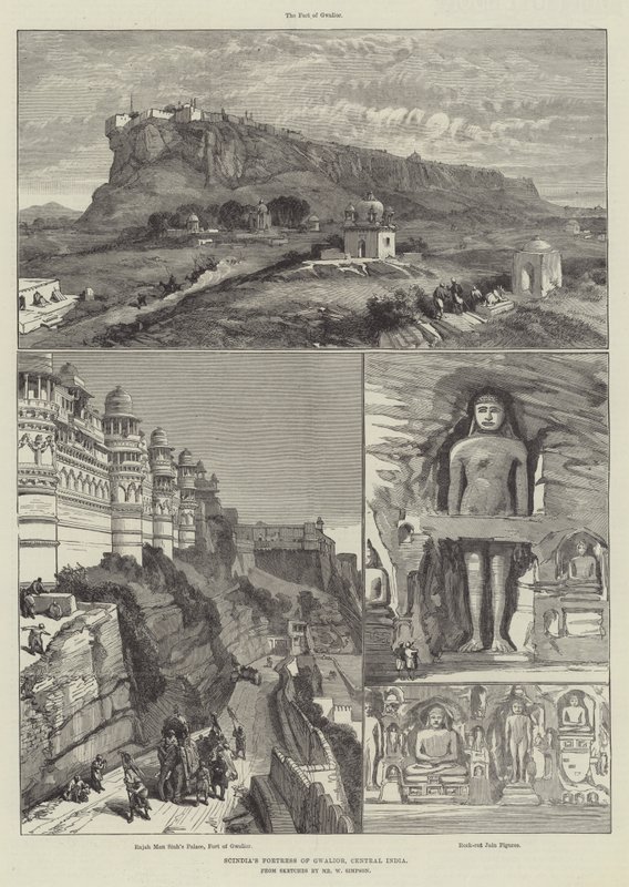 Scindias fæstning i Gwalior, det centrale Indien af William Crimea Simpson
