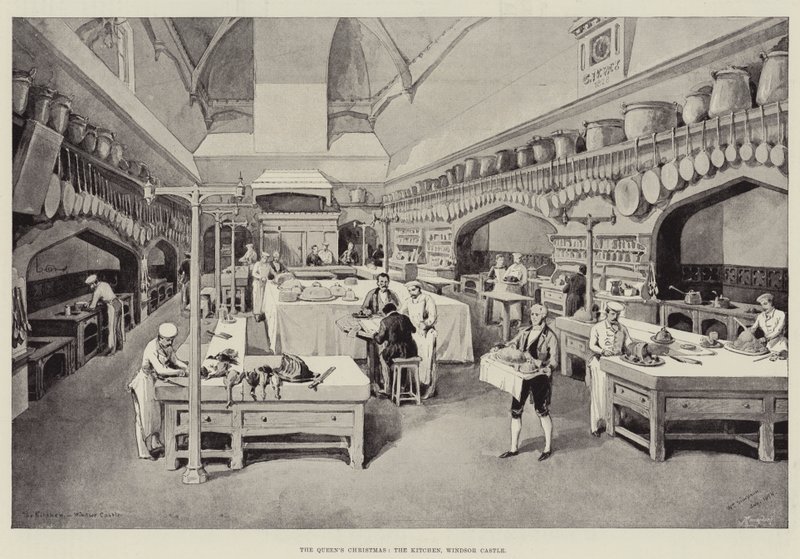 Dronningens jul, køkkenet, Windsor Castle af William Crimea Simpson