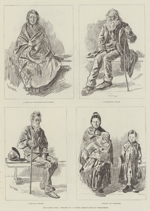 The London Poor, skitser i et fælles indlogeringshus i Spitalfields af William Douglas Almond