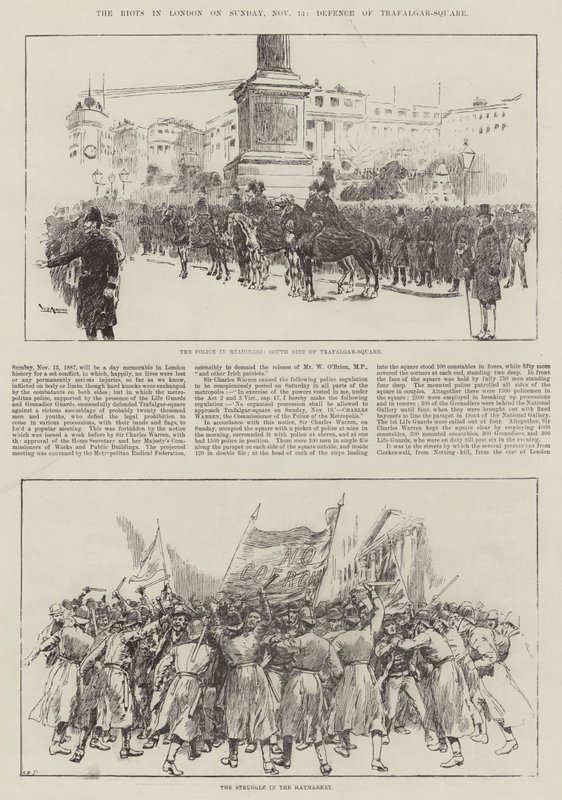 Optøjerne i London søndag den 13. november, Defense of Trafalgar-Square af William Douglas Almond