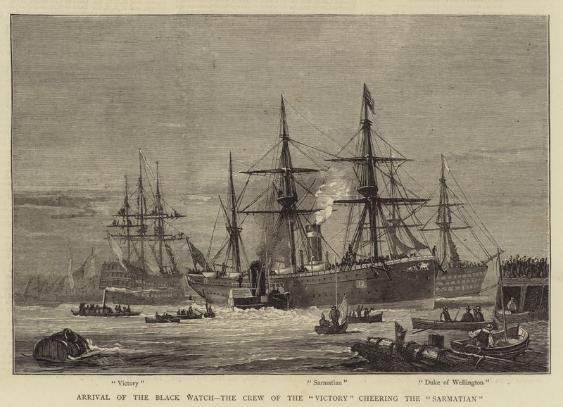 Ankomsten af Black Watch, Sejrens besætning jubler over sarmateren af William Edward Atkins