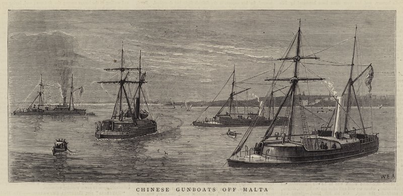 Kinesiske kanonbåde ud for Malta af William Edward Atkins