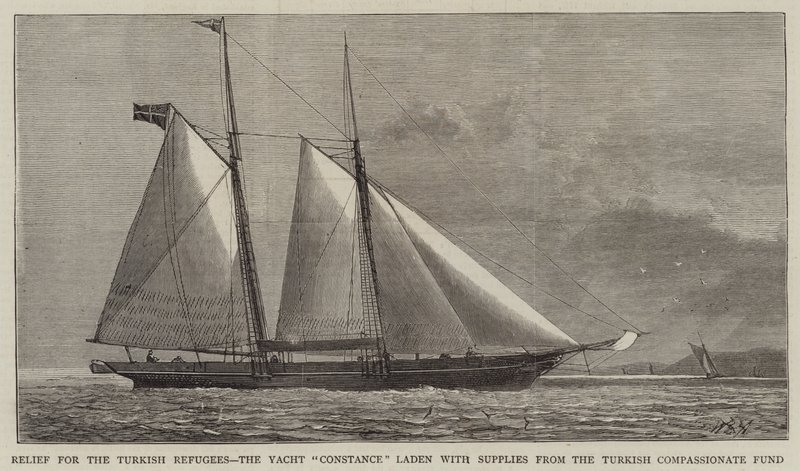 Hjælp til de tyrkiske flygtninge, Yacht Constance lastet med forsyninger fra den tyrkiske medfølende fond af William Edward Atkins