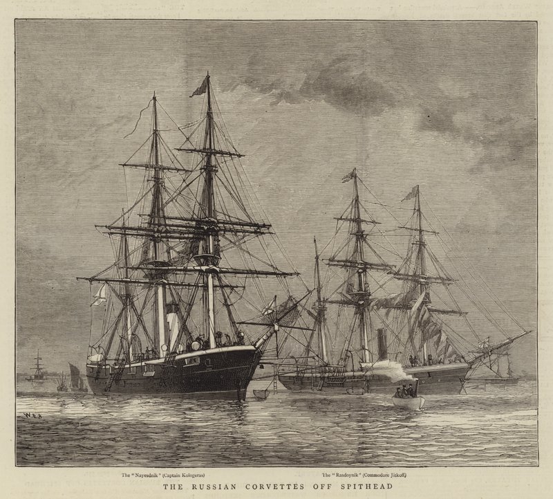 De russiske korvetter ud for Spithead af William Edward Atkins