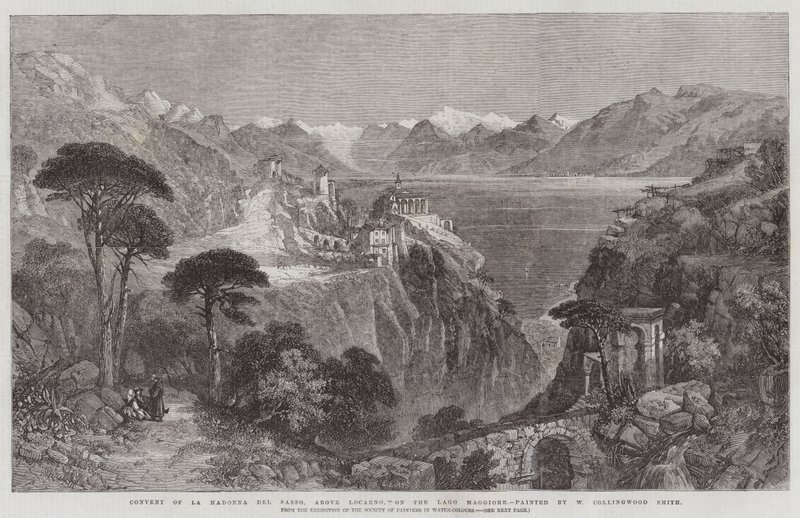 Klosteret La Madonna del Sasso, over Locarno, ved Lago Maggiore, fra udstillingen af Society of Painters in Water-colours af William Harding Collingwood Smith