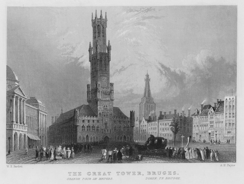 Det Store Tårn, Brugge af William Henry Bartlett
