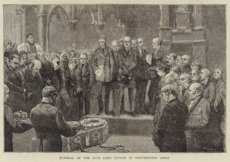 Begravelse af den afdøde Lord Lytton i Westminster Abbey af William III Bromley