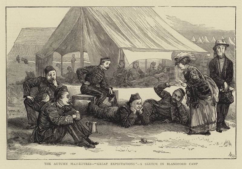 Efterårsmanøvrerne, Store forventninger, en skitse i Blandford Camp af William III Bromley
