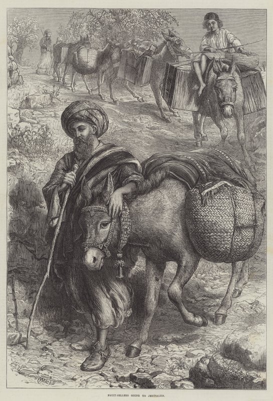 Frugtsælgere på vej til Jerusalem af William J. Webbe or Webb