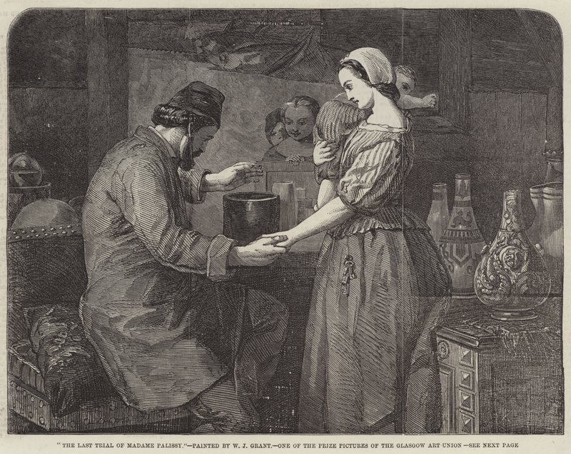Den sidste retssag mod Madame Palissy gravering af William James Grant