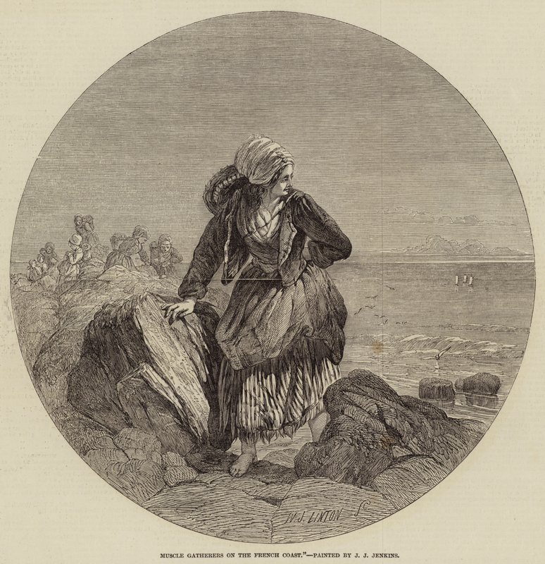 Muskelindsamlere på den franske kyst af William James Linton