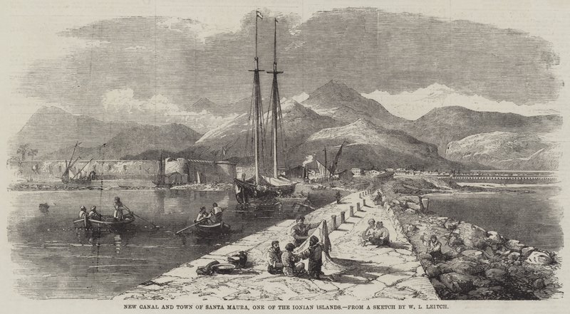 Ny kanal og by Santa Maura, en af de Ioniske øer af William Leighton Leitch
