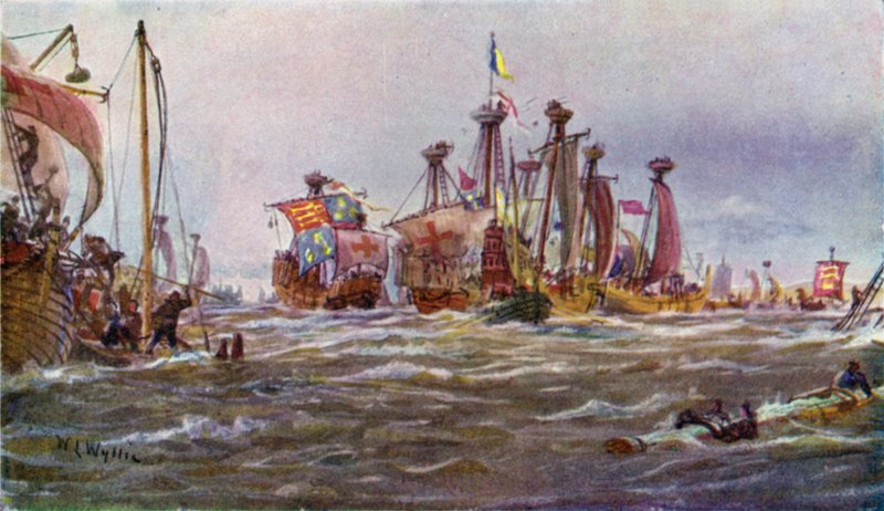 Slaget ved Sluys, 1340 af William Lionel Wyllie