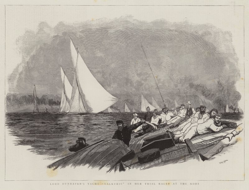 Lord Dunravens Yacht Valkyrie i hendes prøveløb ved Nore af William Lionel Wyllie