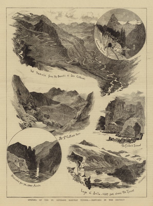 Åbning af St Gothard Railway Tunnel, Skitser i distriktet af William Lionel Wyllie