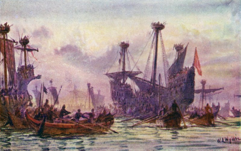 Richard 1. i aktion med Saracenskibet af William Lionel Wyllie