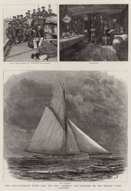 The Anglo-American Yacht Race for America Cup, Skitser på den engelske Yacht Galatea af William Lionel Wyllie