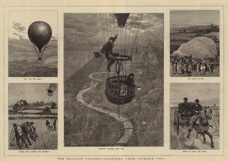 Ballonkonkurrencen, skitser fra nummer to af William Lionel Wyllie
