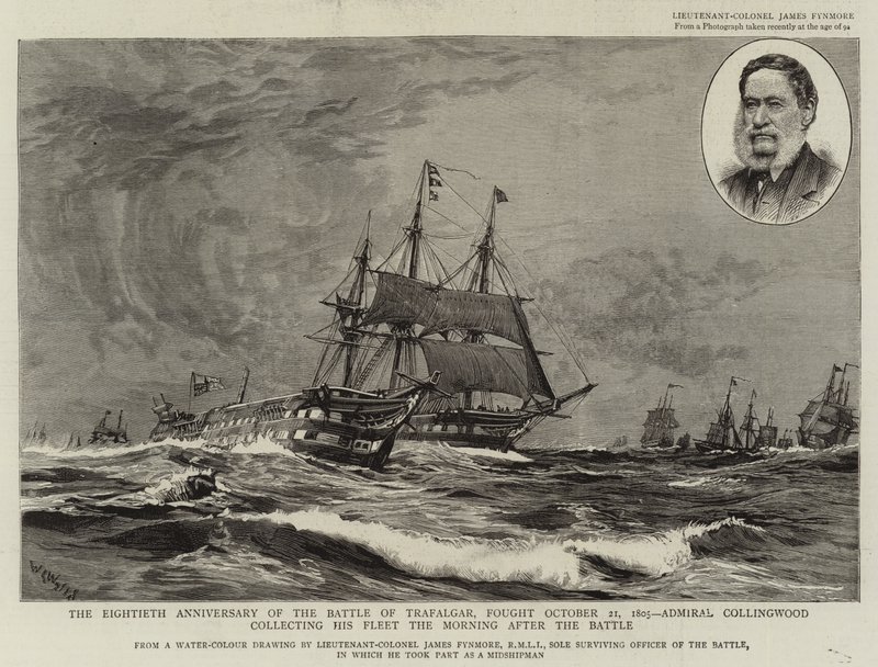 80-årsdagen for slaget ved Trafalgar, udkæmpet 21. oktober 1805, hvor admiral Collingwood samlede sin flåde morgenen efter slaget af William Lionel Wyllie