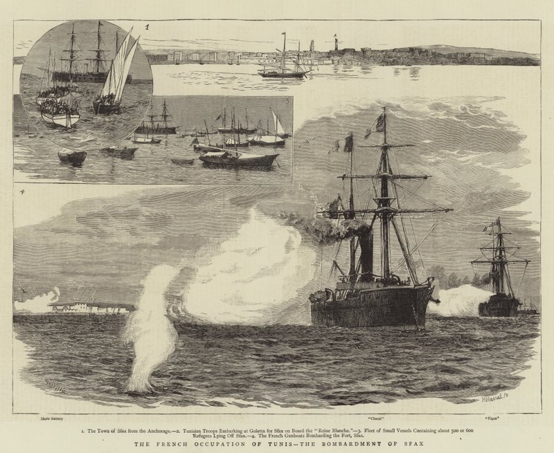 Den franske besættelse af Tunis, bombardementet af Sfax af William Lionel Wyllie