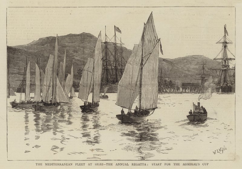 Middelhavsflåden ved Sigri, den årlige regatta, start til Admiral