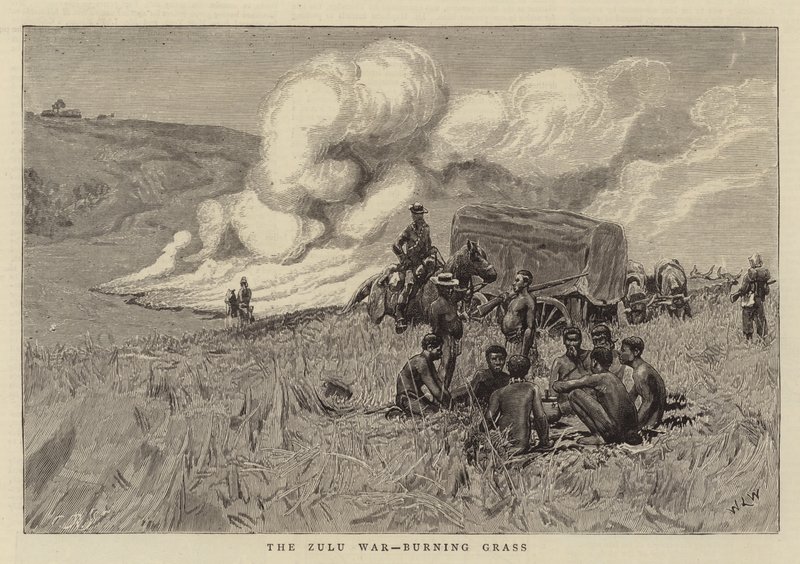Zulukrigen, brændende græs af William Lionel Wyllie