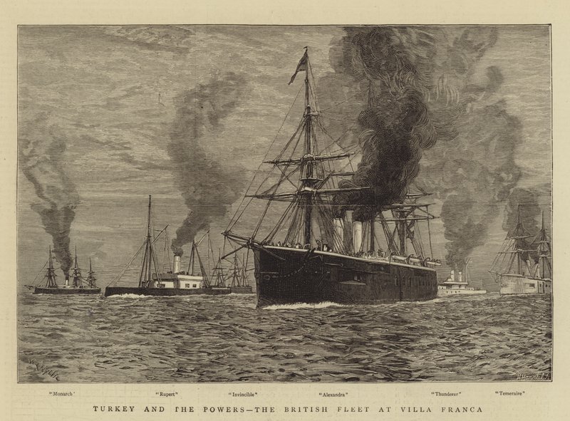 Tyrkiet og magterne, den britiske flåde ved Villa Franca af William Lionel Wyllie