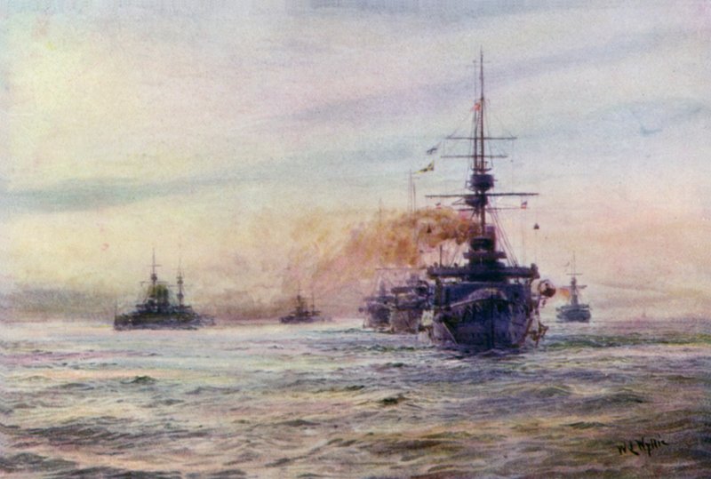 Hvide æra slagskibe af Majestic klasse af William Lionel Wyllie