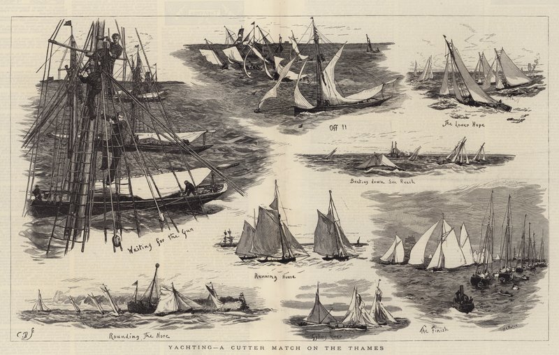 Yachting, en Cutter Match på Themsen af William Lionel Wyllie