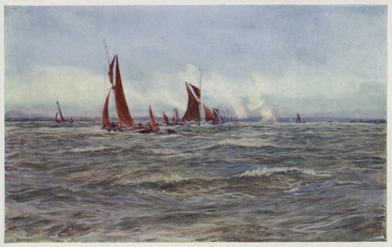En blæsende, våd dag på Medway af William Lionel Wyllie