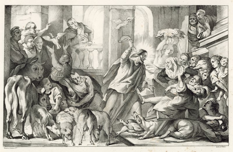 Jesus smed pengeudlånerne ud af templet af William Oliver