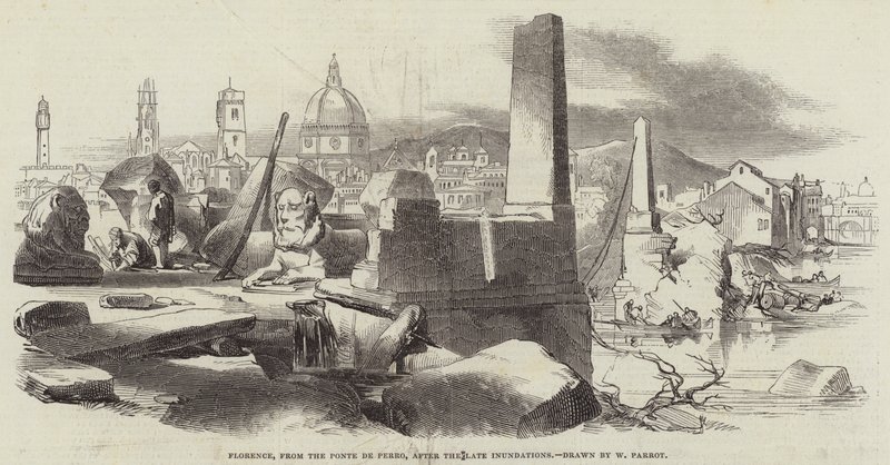 Firenze, fra Ponte de Perro, efter de sene oversvømmelser af William Parrott
