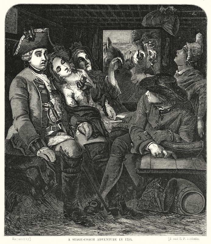 Et Stage-Coach Adventure i 1750 af William Powell after Frith