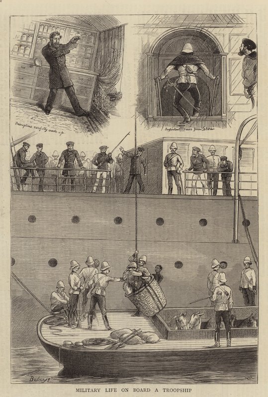 Militært liv om bord på et troppeskib af William Ralston
