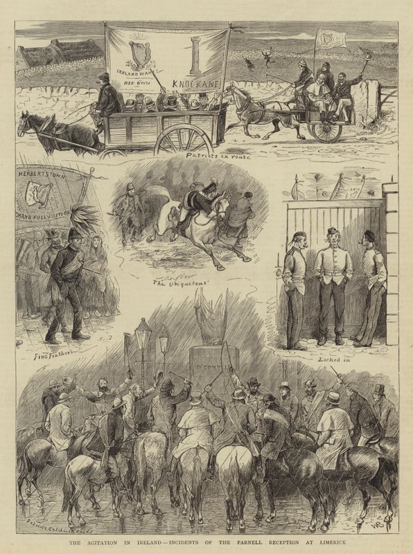 Agitationen i Irland, hændelser af Parnell-receptionen i Limerick af William Ralston
