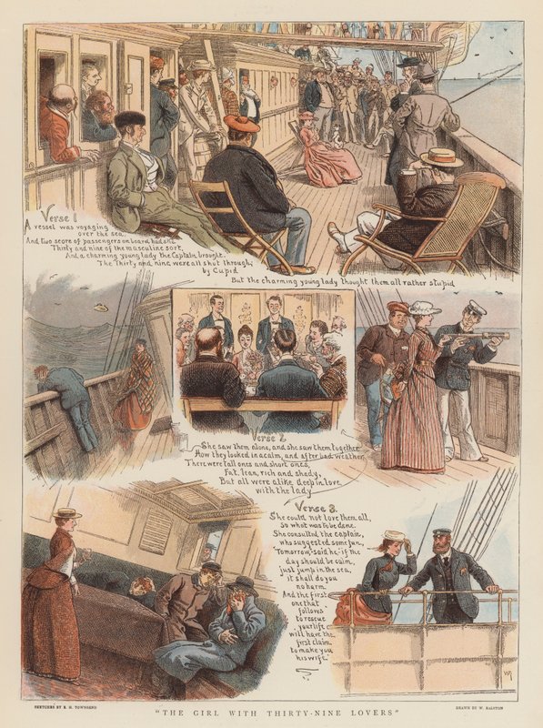 Pigen med niogtredive elskere (chromolitho) af William Ralston
