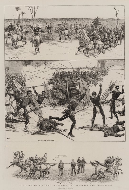 Militærturneringen i Glasgow for regulære og frivillige soldater af William Ralston