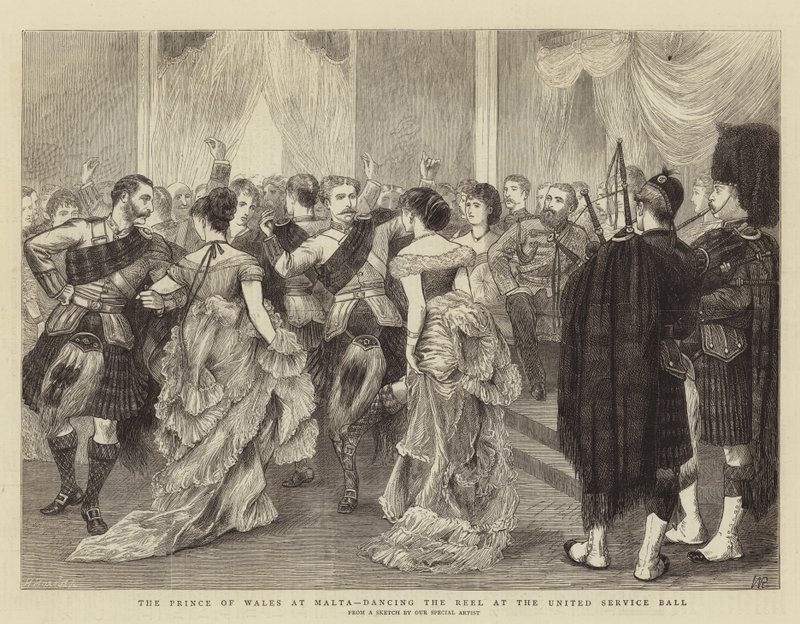 Prinsen af Wales på Malta, danser reel ved United Service Ball af William Ralston