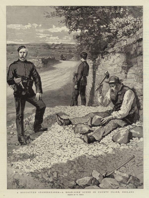 En boykottet Stonebreaker, en vejsidescene i County Clare, Irland af William Small