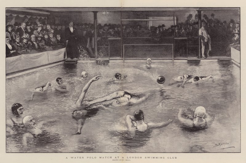 En vandpolokamp i en svømmeklub i London af William Small