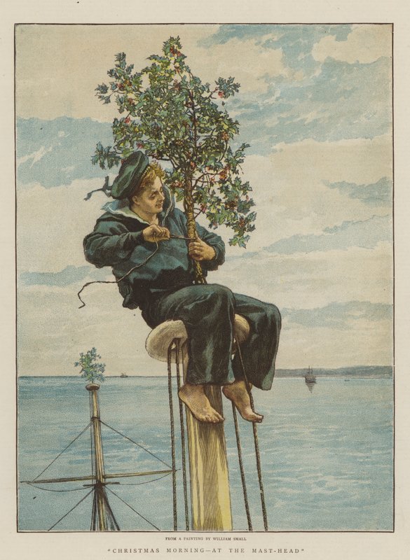 Julemorgen, ved mastehovedet (chromolitho) af William Small