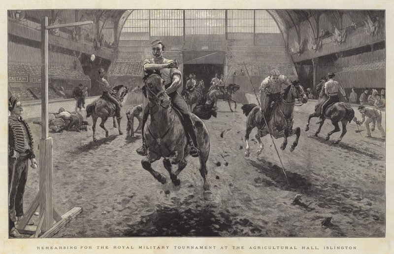 Der øves til Royal Military Tournament i Agricultural Hall, Islington af William Small