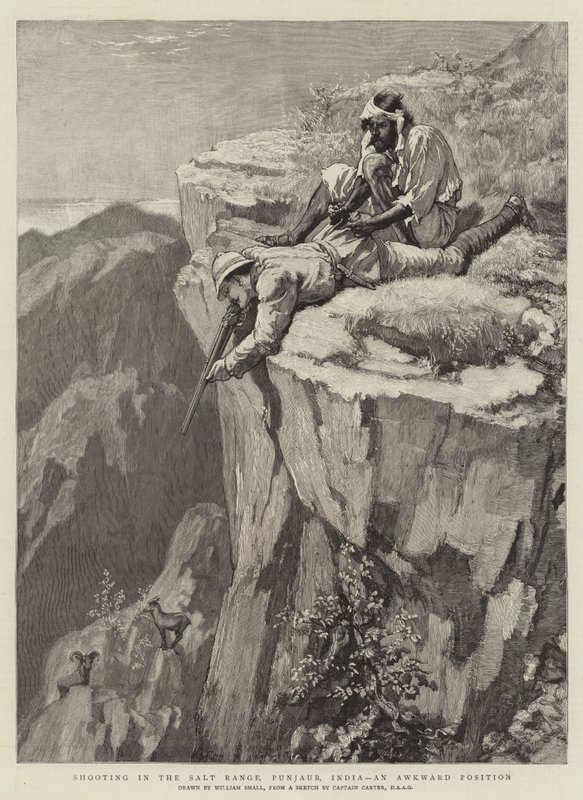 Skydning i Salt Range, Punjaub, Indien, en akavet position af William Small